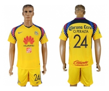 America #24 O.Peralta Sec Away Soccer Club Jersey