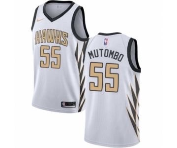 Youth Nike Atlanta Hawks #55 Dikembe Mutombo Swingman White NBA Jersey - City Edition