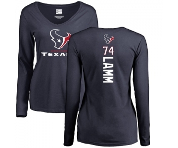 NFL Women's Nike Houston Texans #74 Kendall Lamm Navy Blue Backer Long Sleeve T-Shirt