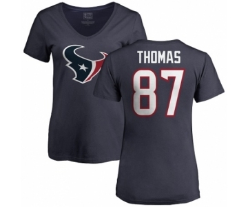 NFL Women's Nike Houston Texans #87 Demaryius Thomas Navy Blue Name & Number Logo T-Shirt