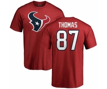 NFL Nike Houston Texans #87 Demaryius Thomas Red Name & Number Logo T-Shirt