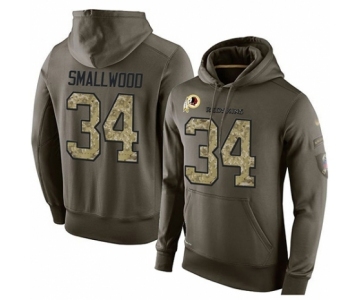 Football Men's Washington Redskins #34 Wendell Smallwood Green Salute To Service Pullover Hoodie
