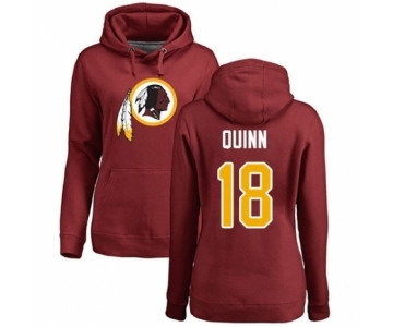 Football Women's Washington Redskins #18 Trey Quinn Maroon Name & Number Logo Pullover Hoodie