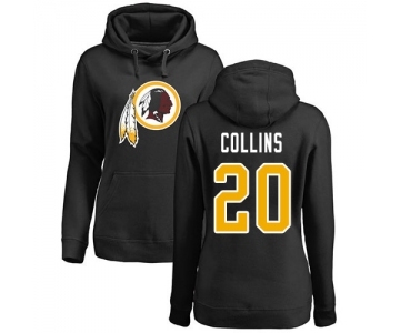 Football Women's Washington Redskins #20 Landon Collins Black Name & Number Logo Pullover Hoodie
