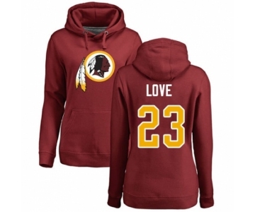 Football Women's Washington Redskins #23 Bryce Love Maroon Name & Number Logo Pullover Hoodie