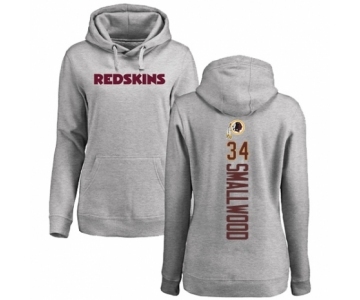 Football Women's Washington Redskins #34 Wendell Smallwood Ash Backer Pullover Hoodie