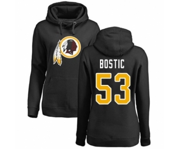 Football Women's Washington Redskins #53 Jon Bostic Black Name & Number Logo Pullover Hoodie