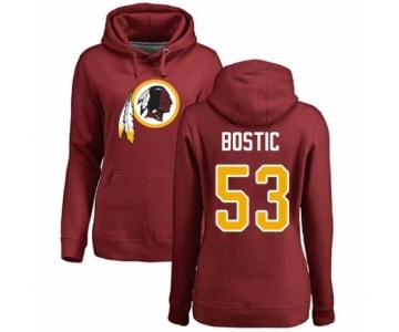 Football Women's Washington Redskins #53 Jon Bostic Maroon Name & Number Logo Pullover Hoodie
