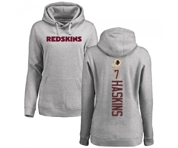 Football Women's Washington Redskins #7 Dwayne Haskins Ash Backer Pullover Hoodie