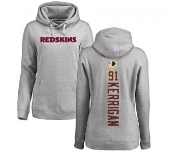 Football Women's Washington Redskins #91 Ryan Kerrigan Ash Backer Pullover Hoodie