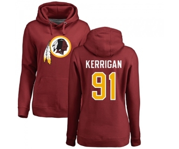 Football Women's Washington Redskins #91 Ryan Kerrigan Maroon Name & Number Logo Pullover Hoodie