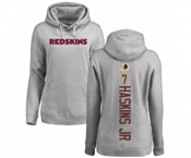 Women's Washington Redskins #7 Dwayne Haskins Ash Backer Pullover Hoodie