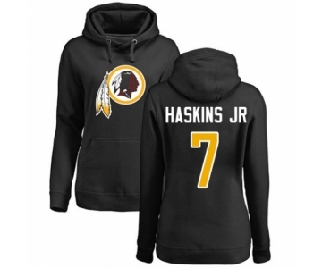 Women's Washington Redskins #7 Dwayne Haskins Black Name & Number Logo Pullover Hoodie