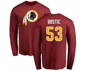 Football Washington Redskins #53 Jon Bostic Maroon Name & Number Logo Long Sleeve T-Shirt