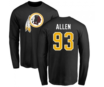 NFL Nike Washington Redskins #93 Jonathan Allen Black Name & Number Logo Long Sleeve T-Shirt