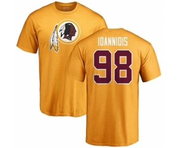 NFL Nike Washington Redskins #98 Matt Ioannidis Gold Name & Number Logo T-Shirt