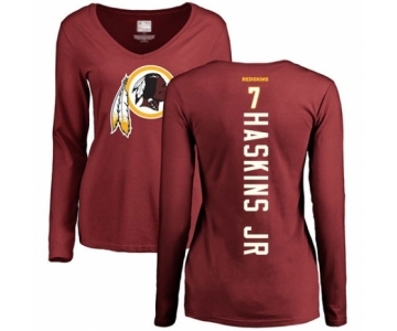 Football Women Washington Redskins #7 Dwayne Haskins Maroon Backer Long Sleeve T-Shirt