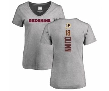 Football Women's Washington Redskins #18 Trey Quinn Ash Backer T-Shirt