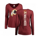 Football Women's Washington Redskins #34 Wendell Smallwood Maroon Backer Long Sleeve T-Shirt