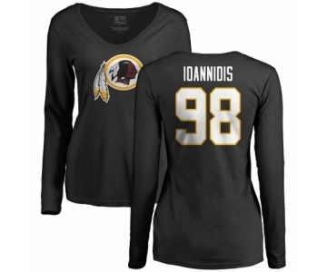 NFL Women's Nike Washington Redskins #98 Matt Ioannidis Black Name & Number Logo Long Sleeve T-Shirt