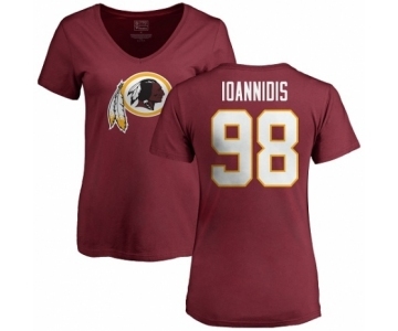 NFL Women's Nike Washington Redskins #98 Matt Ioannidis Maroon Name & Number Logo T-Shirt