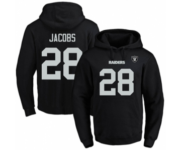 Football Men's Oakland Raiders #28 Josh Jacobs Black Name & Number Pullover Hoodie