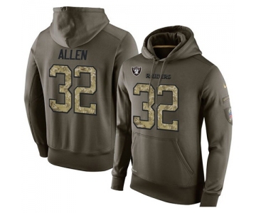 Football Oakland Raiders #32 Marcus Allen Green Salute To Service Men's Pullover Hoodie