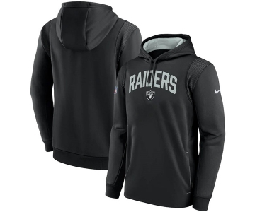 Mens Las Vegas Raiders Black Sideline Stack Performance Pullover Hoodie