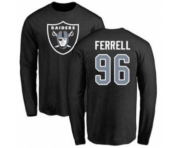 Football Oakland Raiders #96 Clelin Ferrell Black Name & Number Logo Long Sleeve T-Shirt
