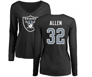 Football Women's Oakland Raiders #32 Marcus Allen Black Name & Number Logo Long Sleeve T-Shirt