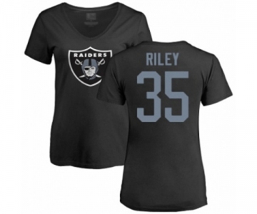 Football Women's Oakland Raiders #35 Curtis Riley Black Name & Number Logo T-Shirt