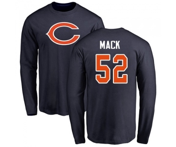 NFL Nike Chicago Bears #52 Khalil Mack Navy Blue Name & Number Logo Long Sleeve T-Shirt