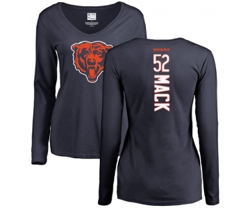 NFL Women's Nike Chicago Bears #52 Khalil Mack Navy Blue Backer Long Sleeve T-Shirt