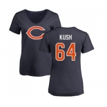 NFL Women's Nike Chicago Bears #64 Eric Kush Navy Blue Name & Number Logo T-Shirt