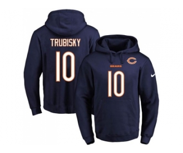 Nike Chicago Bears #10 Mitchell Trubisky Navy Blue Name & Number Pullover NFL Hoodie
