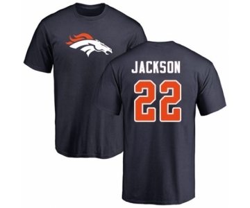 Football Denver Broncos #22 Kareem Jackson Navy Blue Name & Number Logo T-Shirt