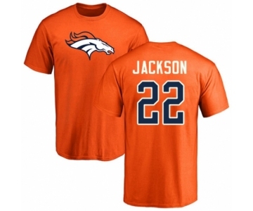 Football Denver Broncos #22 Kareem Jackson Orange Name & Number Logo T-Shirt