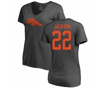 Football Women's Denver Broncos #22 Kareem Jackson Ash One Color T-Shirt
