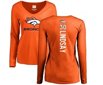 NFL Women's Nike Denver Broncos #30 Phillip Lindsay Orange Backer Long Sleeve T-Shirt