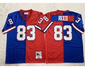 Men's Buffalo Bills #83 Andre Reed Blue Red Splite Throwback Stitched Jersey