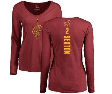 NBA Women's Nike Cleveland Cavaliers #2 Collin Sexton Maroon Backer Long Sleeve T-Shirt
