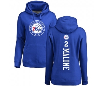NBA Women's Nike Philadelphia 76ers #2 Moses Malone Royal Blue Backer Pullover Hoodie