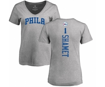 NBA Women's Nike Philadelphia 76ers #1 Landry Shamet Ash Backer T-Shirt