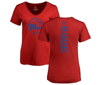 NBA Women's Nike Philadelphia 76ers #10 Maurice Cheeks Red One Color Backer Slim-Fit V-Neck T-Shirt