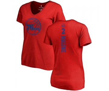 NBA Women's Nike Philadelphia 76ers #2 Moses Malone Red One Color Backer Slim-Fit V-Neck T-Shirt
