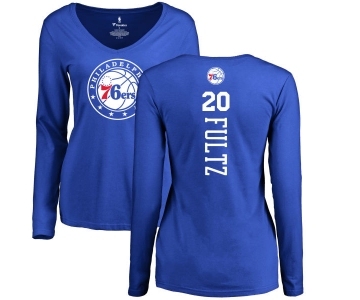 NBA Women's Nike Philadelphia 76ers #20 Markelle Fultz Royal Blue Backer Long Sleeve T-Shirt