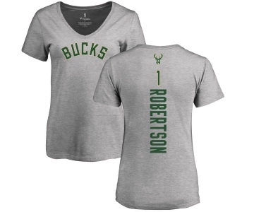 NBA Women's Nike Milwaukee Bucks #1 Oscar Robertson Ash Backer T-Shirt
