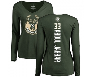 NBA Women's Nike Milwaukee Bucks #33 Kareem Abdul-Jabbar Green Backer Long Sleeve T-Shirt