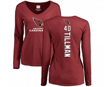 Football Women's Arizona Cardinals #40 Pat Tillman Maroon Backer Long Sleeve T-Shirt