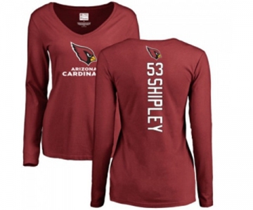 Football Women's Arizona Cardinals #53 A.Q. Shipley Maroon Backer Long Sleeve T-Shirt